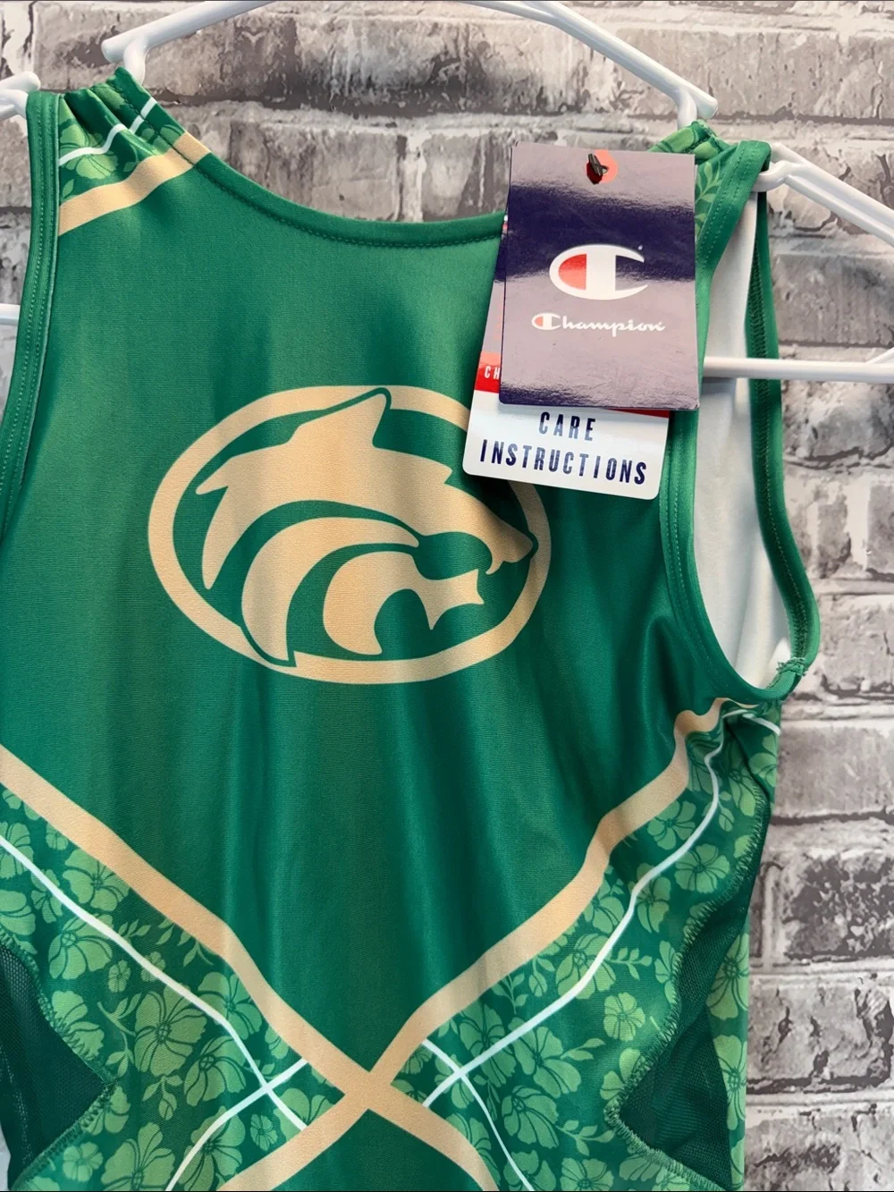 NWT‎ Buford Wolves Champion Green Girls' One-Piece gymnastics with Gold Accents